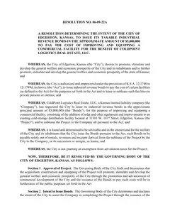 First page of Resolution No. 06-09-22A, the City’s copy