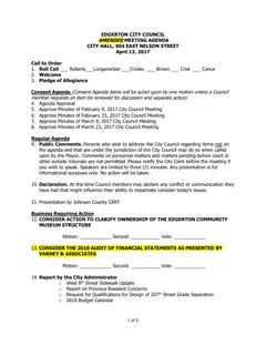 First page of the agenda