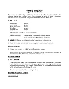 First page of the minutes