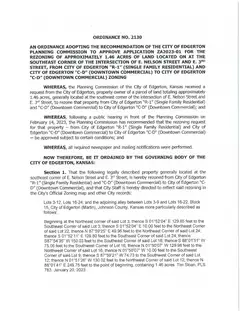 First page of Ordinance No. 2130, the City’s copy