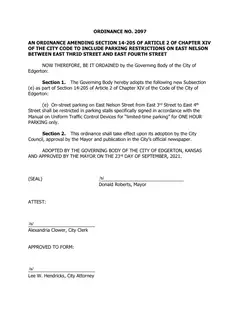 First page of Ordinance No. 2097, the City’s copy