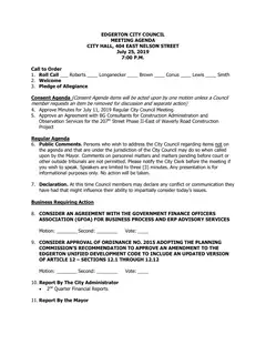 First page of the agenda packet