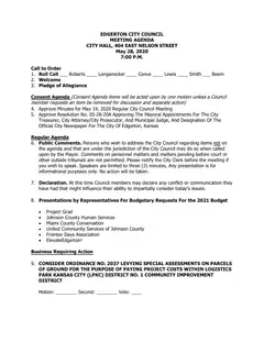 First page of the agenda packet