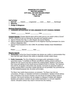 First page of the agenda