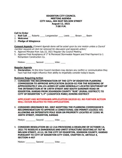 First page of the agenda packet