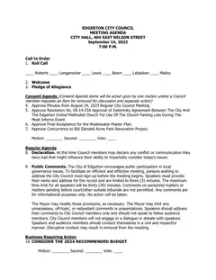 First page of the agenda packet