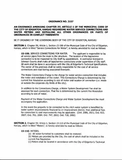 First page of Ordinance No. 2157, the City’s copy