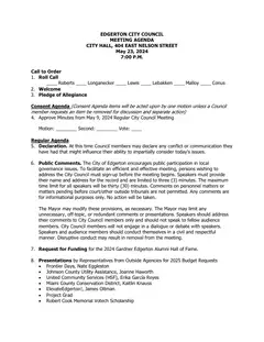 First page of the agenda