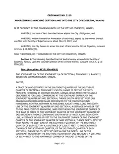 First page of Ordinance No. 2110, the City’s copy