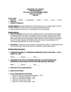 First page of the agenda packet