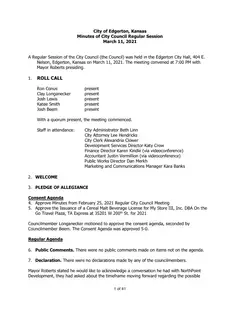 First page of the minutes