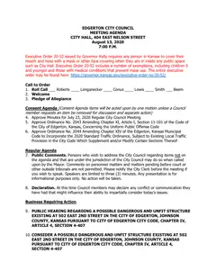 First page of the agenda packet