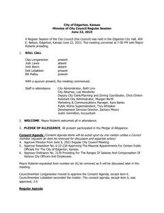 First page of the minutes