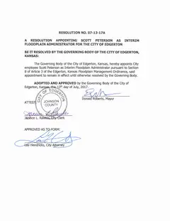 First page of Resolution No. 07-13-17A, the City’s copy