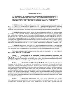 First page of Ordinance No. 2079, the City’s copy