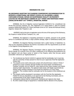 First page of Ordinance No. 2122, the City’s copy