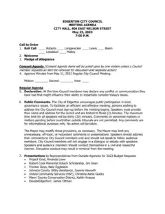 First page of the agenda