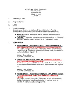 First page of the agenda packet