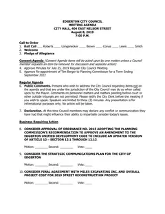 First page of the agenda packet