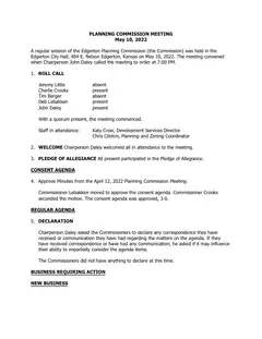 First page of the minutes