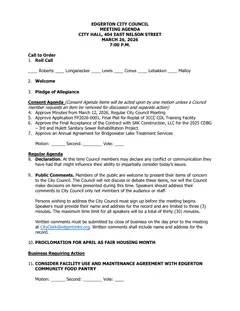 First page of the agenda packet