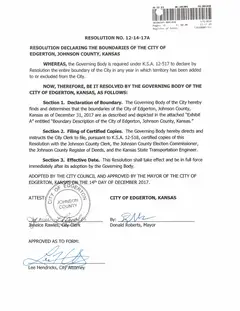 First page of Resolution No. 12-14-17A, the City’s copy