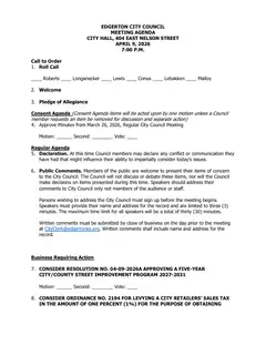 First page of the agenda