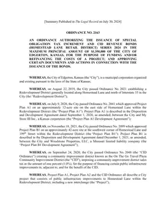 First page of Ordinance 2163