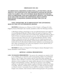 First page of Ordinance No. 1014, the City’s copy