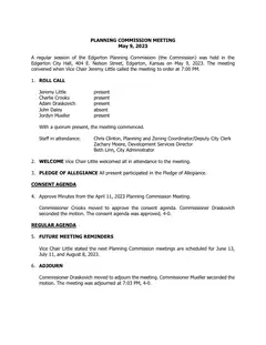 First page of the minutes