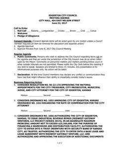 First page of the agenda packet