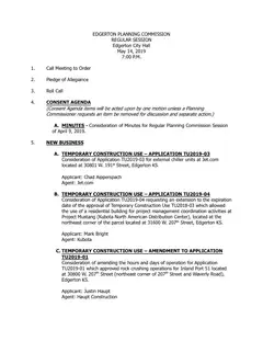 First page of the agenda packet