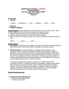 First page of the agenda packet
