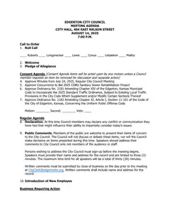 First page of the agenda packet
