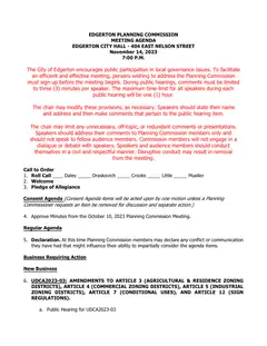 First page of the agenda