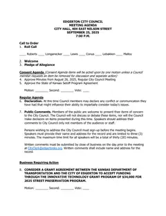 First page of the agenda