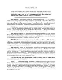First page of Ordinance No. 2185, the City’s copy