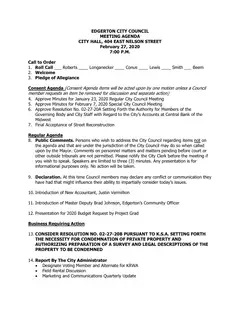 First page of the agenda packet