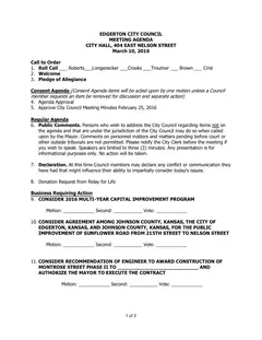 First page of the agenda packet