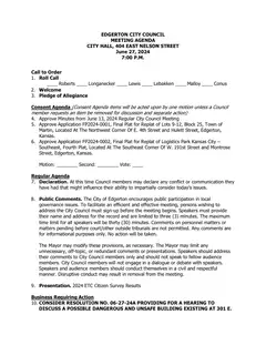 First page of the agenda