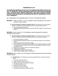 First page of Ordinance No. 2154, the City’s copy