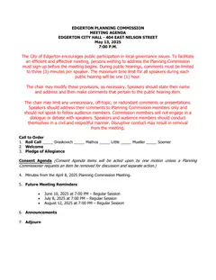 First page of the agenda