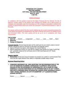 First page of the agenda packet