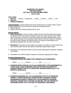 First page of the agenda packet