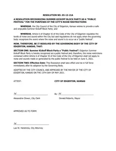 First page of Resolution No. 05-13-21A, the City’s copy