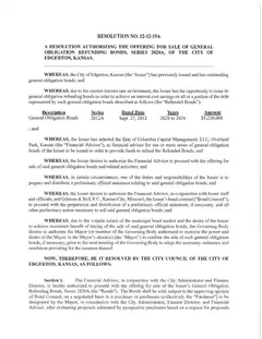 First page of Resolution No. 12-12-19A, the City’s copy