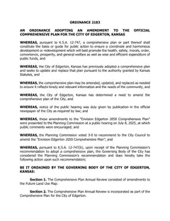 First page of Ordinance No. 2183, the City’s copy