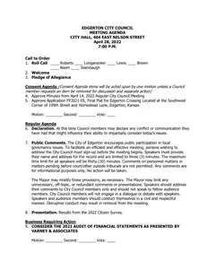 First page of the agenda