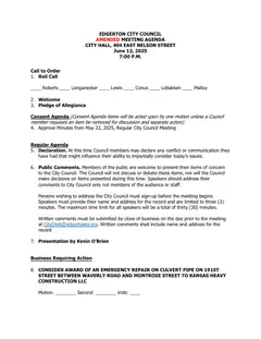 First page of the agenda packet