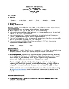 First page of the agenda